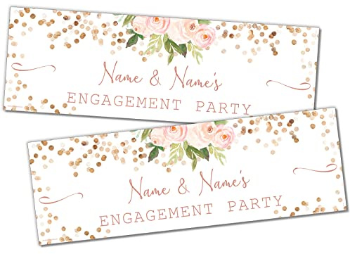 6ft x 2 | Personalised Engagement Banners | Engagement Party Decorations | Engagement Banners | Engagement Party Props | Engagement Bunting | Engagement Party Ideas | Botanical Leaf Print