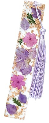 Jiamusi Lesezeichen aus Epoxidharz, getrocknete Blumen, Lesezeichen, gepresste Blume, transparent, floral, getrocknete Blume, Lesezeichen für Kinder, Frauen, Lehrer, Studenten, Lila Schönheit, Sakura