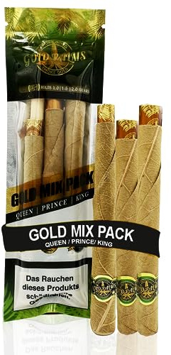 GOLD PALMS® 3er Mix Pack Blunt Wraps | 100% Natural | Tabak Ersatz | Pre-Rolled cones | Blunt Paper | Vorgedrehte Papes | Cones Hülsen