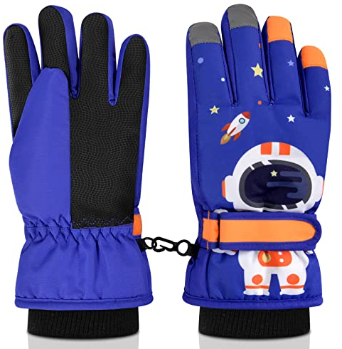 flintronic Kinder Skihandschuhe, Winter Skihandschuhe für 6-9 Jahre Jungen, wasserdichte und Winddichte Fleece Handschuhe mit verstellbaren Bündchen, für Snowboard Klttern Skifahren Radfahren