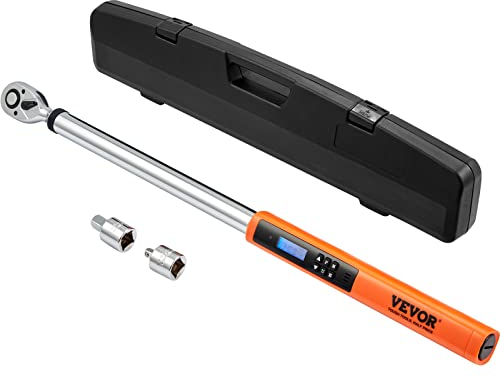 VEVOR Chiave Dinamometrica 1/2 Forza Torsione 34-340Nm Kit di Chiave Dinamometrica da Officina per Auto Moto Lettura Digitale Schermo LED Precisione ±2%, Kit di Chiave Torsiometrica 1/2 per Veicoli