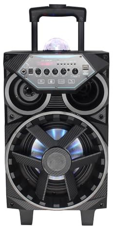 Pyle Altavoz Bluetooth, Potente, 580W, Inalambrico, Luces, Karaoke, Portatil, Microfono, USB, AUX, MP3, SD, FM, Trolley con Ruedas