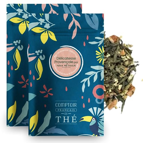 2x100g de Thé Vert Abricot Thym - Délicatesse Provençale | Abricot et thym de Provence IGP - Recette Nina Métayer, existe en glacé - En vrac, sachet zip refermable