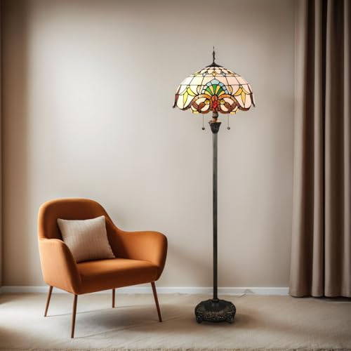 Bidesen Tiffany Stehlampe Gelb Liaison Buntglas Stehende Leselampe 16 Zoll Antike Ecke Lampe Dekor Schlafzimmer Wohnzimmer Home Office (A3)