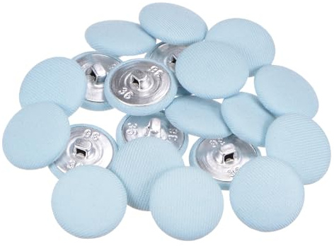 QUARKZMAN 20 Stück Knöpfe mit Stoffüberzug 23mm Runder Metallschaft Ösen Stoffknöpfe mit Stoff bezogen Nähknöpfe Vintage Ösenknöpfe für Anzüge Kleider Blusen Bastel DIY, Blau
