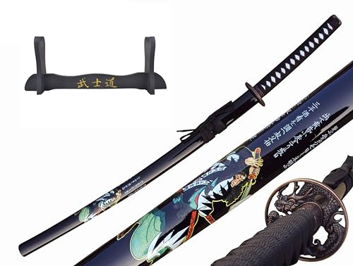 Spada Katana, Katana Vera Samurai Katana Acciaio con fodero per decorazione per collezionisti o come regalo, Spade samurai Spada ninja - Impugnatura katana legno - 4KM80-405S