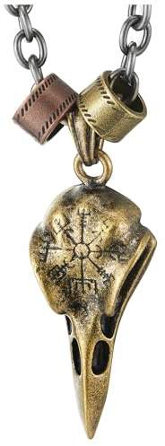 COOLSTEELANDBEYOND Bronze Adler Vogelschädel Kopf Schädel Anhänger mit Alter Brief, Herren Damen Halskette, 60cm Seil-Kette