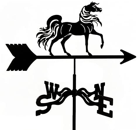 ANCNA-U Windfahne, arabisches Pferd, Ornament, Wetterfahne, Garten, Wetterhahn, Edelstahl, Windrichtungsanzeiger mit Halterung, korrosionsbeständig