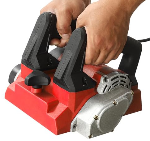 OUBUBY Elektrischer Wandhobel, Wandfräse Wandspachtel 1300W Elektrischer Handhobel Tragbarer Walzenhobel mit Kabel und Werkzeugkasten Zum Schaufeln Von Spachtelmasse, Stuck, Farbe (Rot)