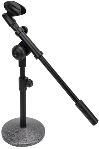 Support de Micro de Table Réglable, Base Ronde Lestée, Bras Télescopique, Support de Microphone de Bureau Stable pour la Diffusion, L'enregistrement, les Performances en Direct