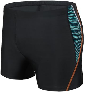 AMZSPORT Herr badshorts badshorts pool med dragsko, Svart linje orange, XL