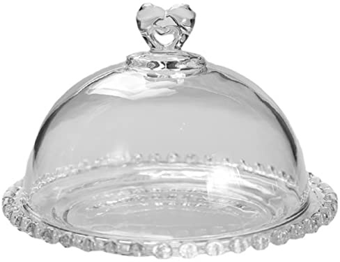 PHENOFICE Glass Cake Stand with Dome Cover Japanese Style Dessert Display Tray for Serving Cakes Pastries and Appetizers Elegant Glass Serving Plate for Parties and Events