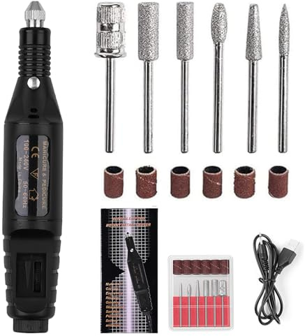 Limes à ongles électriques professionnelles pour ongles en gel, lime à ongles électrique pour ongles épais d'orteils à vitesse réglable avec 6 forets et bandes de ponçage pour débutantes, femmes et