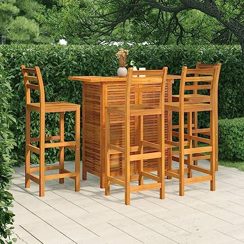 KTHLBRH 5-TLG. Gartenbar-Set Massivholz Akazie Balkonmöbel-Sets Terrassenmöbel-Sets Outdoor-Möbel-Sets Gartenmöbel-Sets für Terrasse, Garten, Balkon