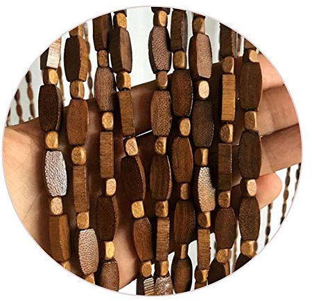 Handmade Wood Beaded Door Curtain for Doorway Vintage Coffee Beads Curtain Fly Screen Panel Woven Wall Hanging Home Decor Divider Handcrafted Style