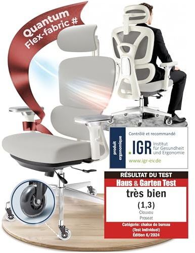 CLOUVOU ProSeat Bürostuhl Ergonomisch [TESTSIEGER] Schreibtischstuhl 100% individuell einstellbar | Büro Stuhl & Gaming Stuhl | Computerstuhl Home Office Chair Ergonomic | Drehstuhl 150 kg