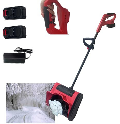 Hooha Schneeschaufel 21v 2*Akku Kabellos Schneebürste 32cm Arbeitsbreite& 8m Wurfweite&Schneebürste 15cm&Verstellbarer Griff Leichtes Gewicht 3.5kg Tragbar Schneefräsen Abnehmbar Schneeräumgeräte