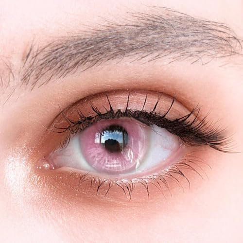 1 Paar rosa Farbe Monatslinsen Mit Stärke. 1-Month Kontaktlinsen 'Die Schönheit von morgen', leicht einzusetzend - Topqualität für Cosplays, Fasching, Karneval und Halloween (-3.00 Dioptrien)