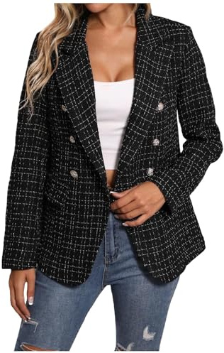 Generico Blazer Primaverile Donna- Giacca Donna Primaverile Blazer da Lavoro a Maniche Lunghe con Risvolto Primaverile da Ufficio con Tasche Bottoni Tasca Blazer Casual da Lavoro E Ufficio