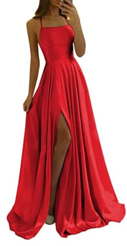 RYTEJFES Abendkleid Damen Lang Abiballkleider Bridesmaid Dress Lange Kleider Für Hochzeit Langes Abendkleider Jugendweihe Ballkleider Prinzessin Ball Kleid Elegant Satin