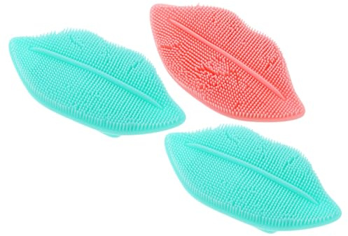 DEARMAMY Silikon Gesichtswaschbürsten Schnell Trocknend und Make Up Entfernung 3 Stück mit Lippenform zur Sanften Gesichtsreinigung Zufällige Farbe für Reise und Tägliche Pflege