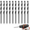 10PCS Forets à Bois Hélicoïdaux 4mm, Foret à Mèche à Bois En Acier Au Carbone Spiral Mèche à Bois Longue Extra Longue Avec Forme Hélicoïdale 1 Chanfrein pour Des Perçages Précis