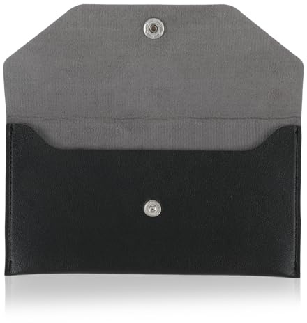 Sorcristy Geldscheine Aufbewahrung, PU Leder Geldumschlag Wiederverwendbar Geldtaschen Banktasche Schwarz Geldaufbewahrung Budgetumschlag Geldbeutel für Reisen Frauen Männer Jungen 17.5×9.1 cm