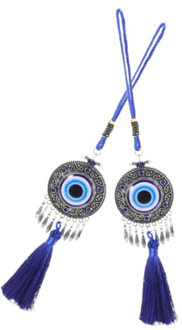 CVUTOVO 2piezas Adorno de Ojo Maligno Azul Colgante de Protección para Coche Amuleto de Ojo Turco Decoración para Espejo Retrovisor