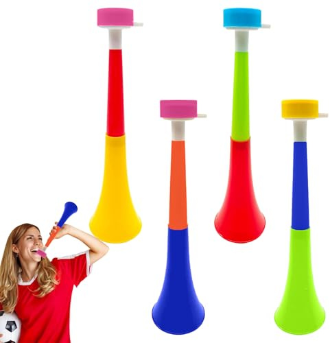 pclapora 4 Pezzi Vuvuzela, Vuvuzela da Stadio, Trombette da Stadio, Corni da Calcio in Plastica per Giochi Sportivi e Mondiali, Calcio, Bambini, Bomboniere, Idea Regalo