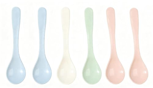6 cucharas de trigo, cucharas de huevo, cucharas pequeñas, coloridas, reutilizables, cucharas de sopa, cucharas de café, cucharas de helado, cucharas de mermelada, cucharas para cocinas domésticas