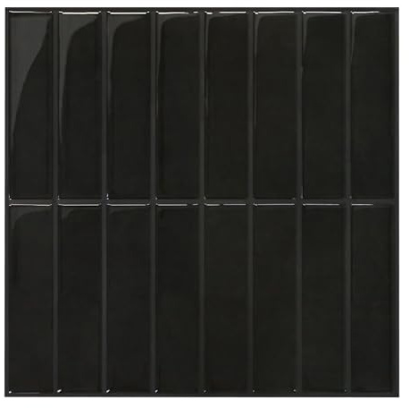 Commomy 3D Fliesenaufkleber Klebefliesen Küche Bad Schwarz 10 Stück | Vinyl Fliesen Selbstklebend Küchenrückwand Metro Wandfliesen Selbstklebend Fliesenfolie, 30.5 x 30.5 cm