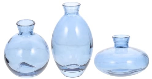 jojofuny Vaso in Vetro Trasparente da Tavolo 3 Pezzi Vaso Idroponico Decorativo Compatto Fondo Piatto Unico per Interni e Scrivania
