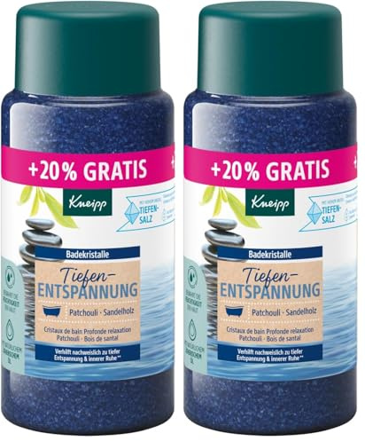 Kneipp Badekristalle Tiefenentspannung,Sondergröße,mit naturreinem Tiefensalz, ätherisches Patchouliöl und wertvoller Sandelholzextrakt für tiefe Entspannung und Ruhe,limitierte Edition,720g