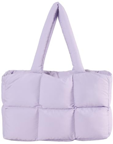ZoraYorce Borsa a tracolla trapuntata da donna in tinta unita effetto trapuntato, elegante borsa a tracolla con grande capacità, morbida nuvola tote, alla moda, Lilla