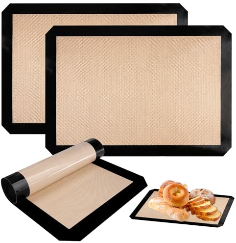 3 Piezas Tapete Silicona Horno Sin BPA para Pan Galletas Macarons (Negro) | Tapete De Silicona para Horno Antiadherente Reutilizable, Alfombrilla para Hornear Silicone Resistente a Altas Temperaturas