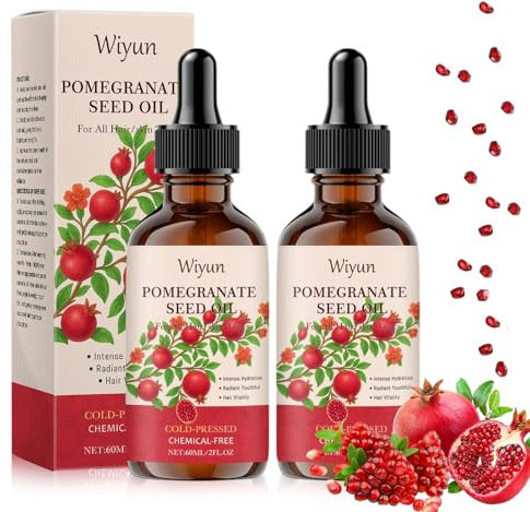 2 Pcs 100% Prensado En Frío Aceite De Semilla Granada 60ml Aceite De Semilla De Granada Nutre E Hidrata, Mejora La Elasticidad De La Piel Y Favorece El Crecimiento Saludable Del Cabello