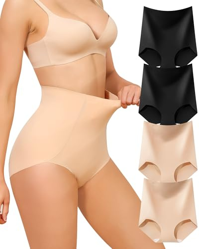 Levao Tummy Control Knickers High Waisted Shapewear for Women 4 Pack | Comfort Slimming Seamless Underwear Butt Lifter Panties Body Shaper Control Briefs