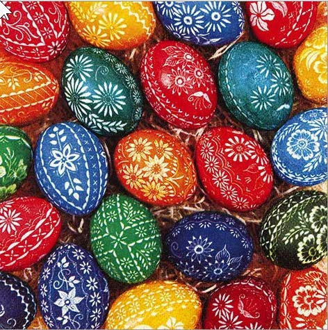 20 Servietten Viele handbemalte Eier/Ostern/Ostereier 33x33cm