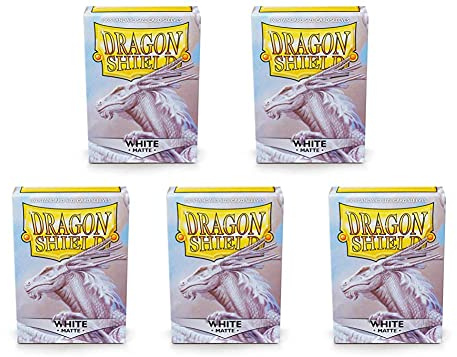 5 Packs Dragon Shield Matte White Standard Size 100 ct Card Sleeves Value Bundle!