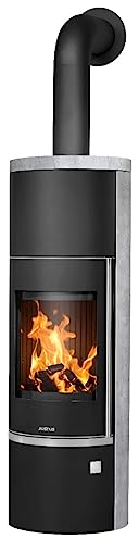 Justus 5694 23 Faro Aqua 2.0 Wasserführender Kaminofen Stahl Schwarz mit Speckstein-Verkleidung/A+