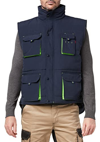Velilla 205902; zweifarbige Steppweste mit mehreren Taschen; Marineblau und Limettengrün; Größe L
