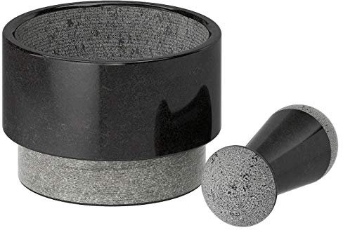 Pestello e Mortaio, Marmo Nero, Dimensioni prodotto: Altezza: 10 cm Diametro: 14 cm, Materiali: Marmo, Olio
