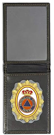 Cartera + Placa Protección Civil | Cartera de Polipiel identificativa con Chapa/Insignia para decoración, coleccionismo y atrezzo