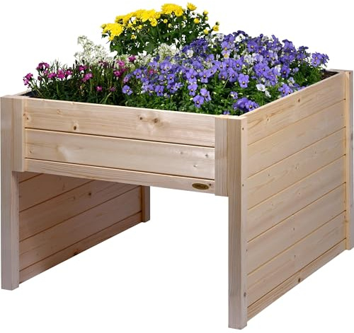 dobar® Garaje Grande para Robot cortacésped de Madera con Jardinera, Incluye lámina – cortacésped Garaje – 79 x 73 x 56 cm – Natural