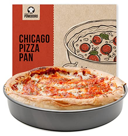Chef Pomodoro Teglia Pizza Rotonda da 30,5 cm con Orlo Alto 5 cm, Teglia per Focaccia Barese in Alluminio Antiaderente Anodizzato, Teglie Focaccia Barese e Pizza Alta, Con Strato Oleoso Antiaderente
