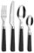 Amefa PAILLE Besteck Set 6 Personen | Essbesteck 24-teilig | schwarze Griffe im Flechtdesign | Besteck Set 18/0 Edelstahl | Besteckset spülmaschinenfest | je 6x Gabel, Messer, Löffel & Kaffeelöffel