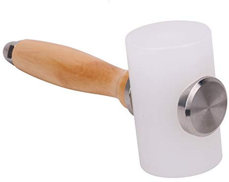 WedDecor Mazo de nailon para artesanía en cuero, estampado de cuero y talla martillo, mango de madera, herramienta de cuero de vaca, llamativo proyectos de bricolaje trabajo T-Head