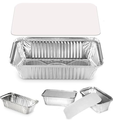 MARENT Brand 25 x LARGE ALUMINIUM FOIL FOOD CONTAINERS + LIDS No6 - MADE IN ENGLAND - 210 x 110 x 50mm