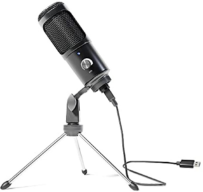 TalkWorks Micrófono USB con trípode, micrófono Externo para computadora, Juegos, transmisión, reuniones, podcasts, grabación y más, Ajustable y portátil con Cable USB Incluido