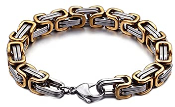 Daesar Charm Armband Edelstahl Herren, Königsarmband Breit 5MM mit Karabinerverschluss Hip Hop Armband Silber Gold 20CM Freundschaftsarmband für Männer Jugend